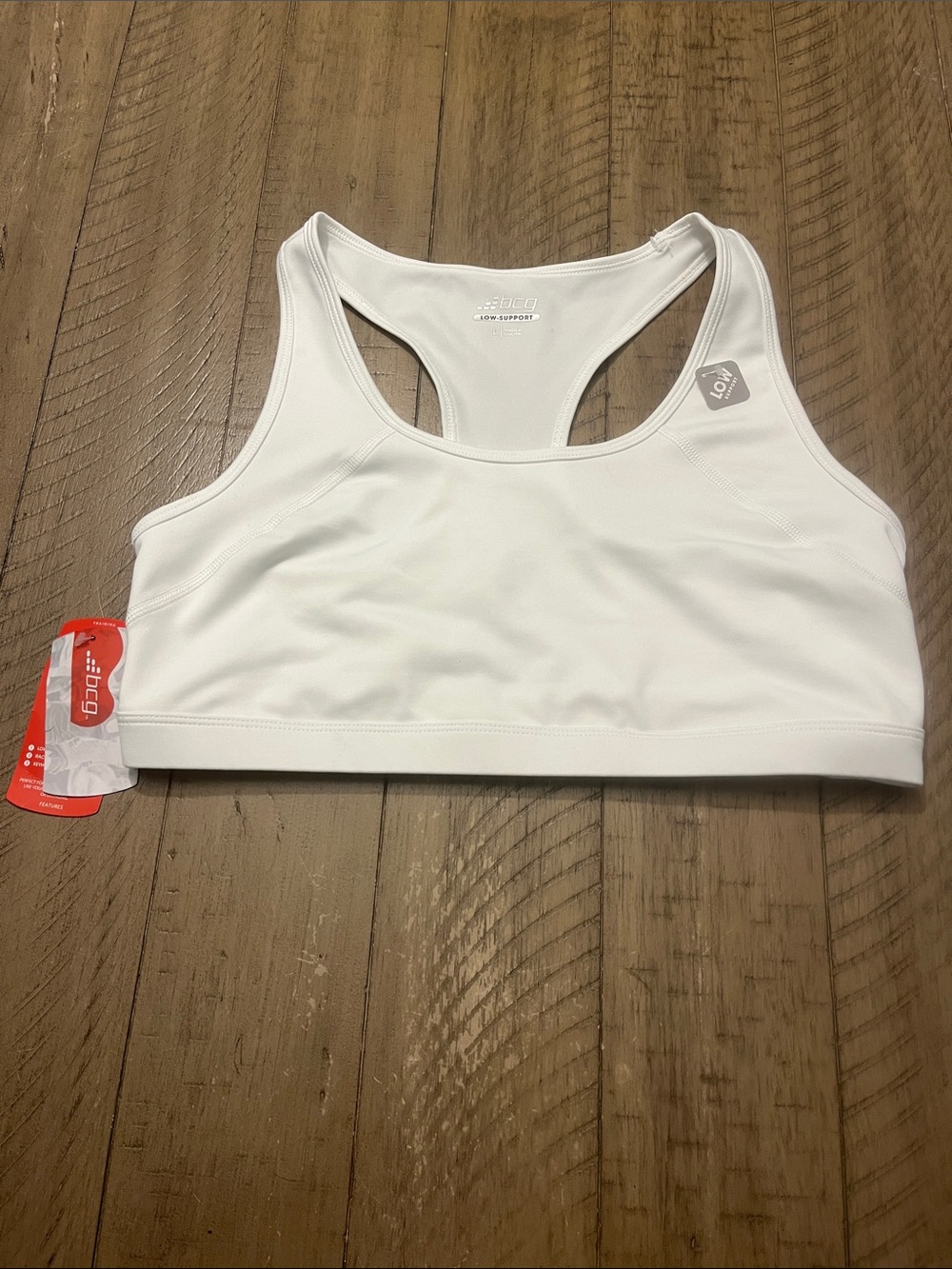 bcg White Racerback Low-Impact Sports Bra